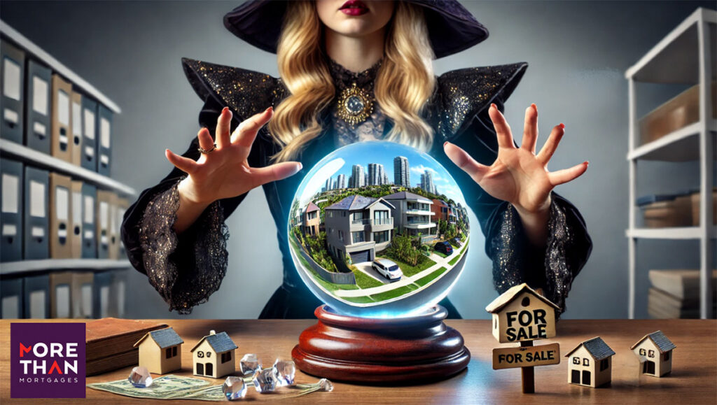 A property wizard looking into her crystal ball at the property market 2025.