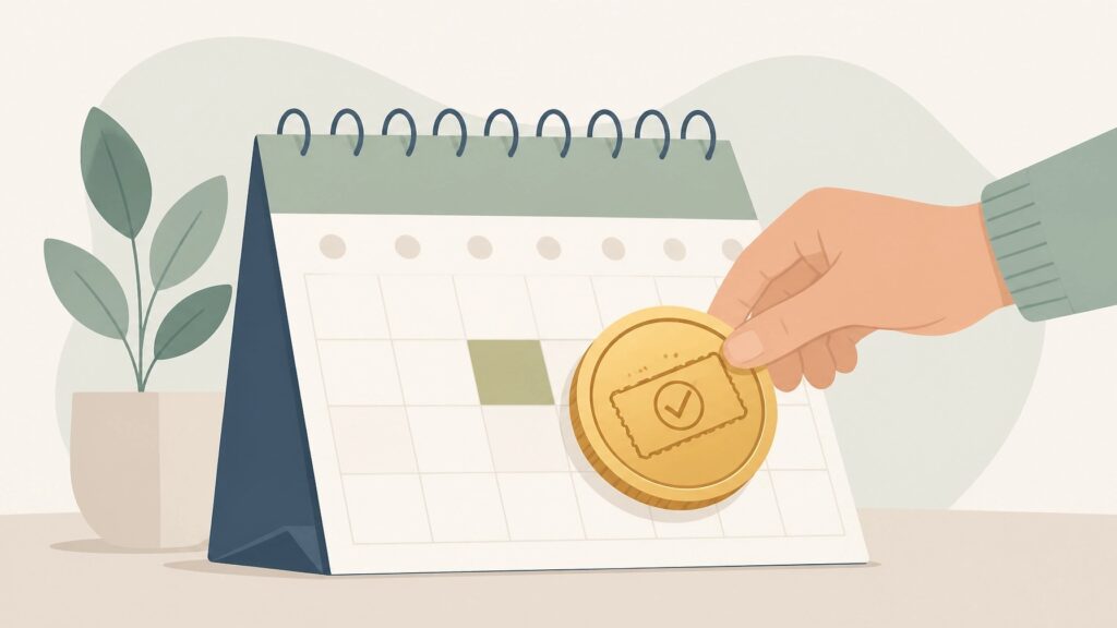 Calendar and savings illustration
